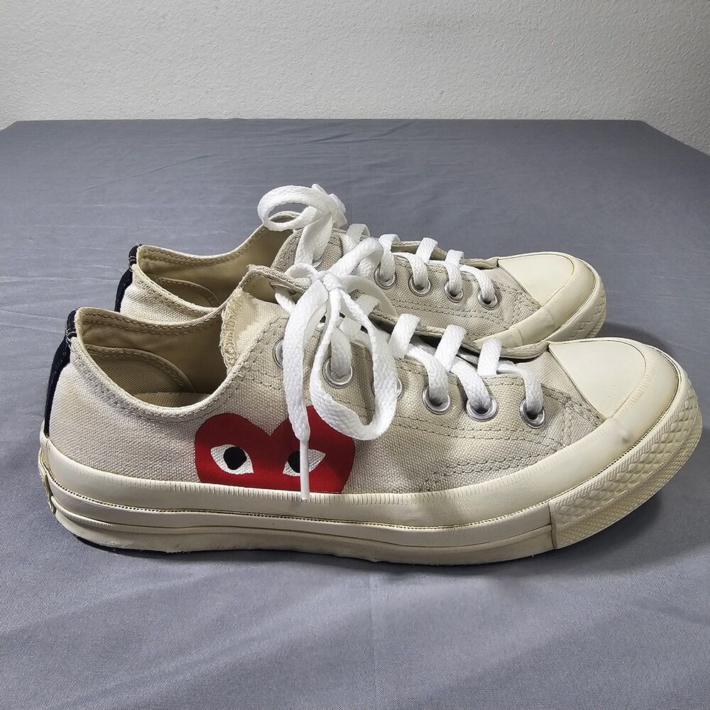 CDG Play x Converse Chuck 70 Low Cream Men 5 Women 7 AUTHENTICATED W/ COA